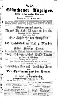 Neueste Nachrichten aus dem Gebiete der Politik (Münchner neueste Nachrichten) Sonntag 25. Februar 1855