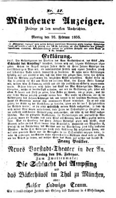 Neueste Nachrichten aus dem Gebiete der Politik (Münchner neueste Nachrichten) Montag 26. Februar 1855