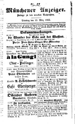 Neueste Nachrichten aus dem Gebiete der Politik (Münchner neueste Nachrichten) Dienstag 13. März 1855