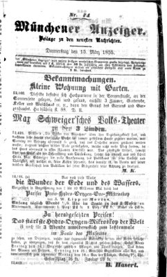 Neueste Nachrichten aus dem Gebiete der Politik (Münchner neueste Nachrichten) Donnerstag 15. März 1855