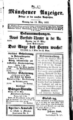 Neueste Nachrichten aus dem Gebiete der Politik (Münchner neueste Nachrichten) Sonntag 18. März 1855