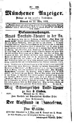 Neueste Nachrichten aus dem Gebiete der Politik (Münchner neueste Nachrichten) Mittwoch 21. März 1855