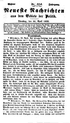 Neueste Nachrichten aus dem Gebiete der Politik (Münchner neueste Nachrichten) Dienstag 24. April 1855