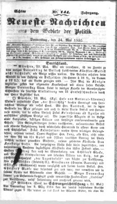 Neueste Nachrichten aus dem Gebiete der Politik (Münchner neueste Nachrichten) Donnerstag 24. Mai 1855