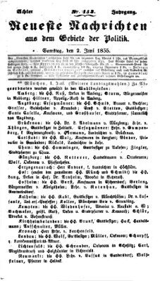 Neueste Nachrichten aus dem Gebiete der Politik (Münchner neueste Nachrichten) Samstag 2. Juni 1855