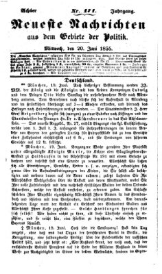 Neueste Nachrichten aus dem Gebiete der Politik (Münchner neueste Nachrichten) Mittwoch 20. Juni 1855