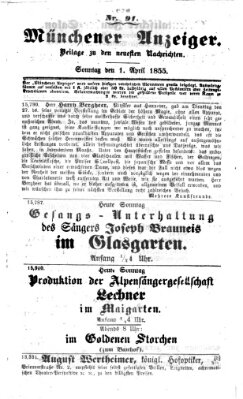 Neueste Nachrichten aus dem Gebiete der Politik (Münchner neueste Nachrichten) Sonntag 1. April 1855