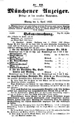 Neueste Nachrichten aus dem Gebiete der Politik (Münchner neueste Nachrichten) Montag 2. April 1855