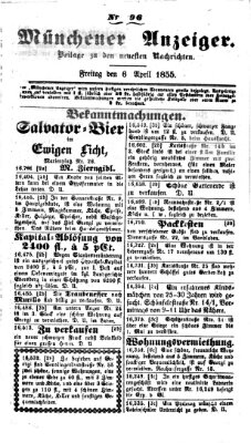 Neueste Nachrichten aus dem Gebiete der Politik (Münchner neueste Nachrichten) Freitag 6. April 1855