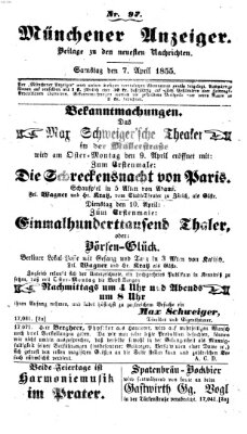 Neueste Nachrichten aus dem Gebiete der Politik (Münchner neueste Nachrichten) Samstag 7. April 1855