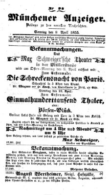 Neueste Nachrichten aus dem Gebiete der Politik (Münchner neueste Nachrichten) Sonntag 8. April 1855