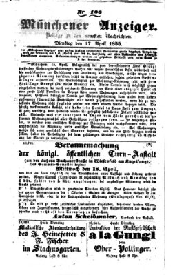 Neueste Nachrichten aus dem Gebiete der Politik (Münchner neueste Nachrichten) Dienstag 17. April 1855