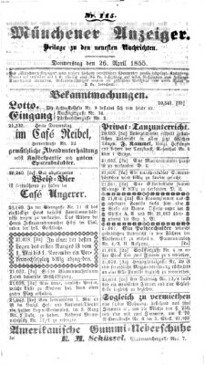 Neueste Nachrichten aus dem Gebiete der Politik (Münchner neueste Nachrichten) Donnerstag 26. April 1855