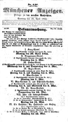 Neueste Nachrichten aus dem Gebiete der Politik (Münchner neueste Nachrichten) Samstag 28. April 1855