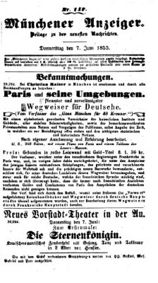 Neueste Nachrichten aus dem Gebiete der Politik (Münchner neueste Nachrichten) Donnerstag 7. Juni 1855