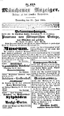 Neueste Nachrichten aus dem Gebiete der Politik (Münchner neueste Nachrichten) Donnerstag 21. Juni 1855