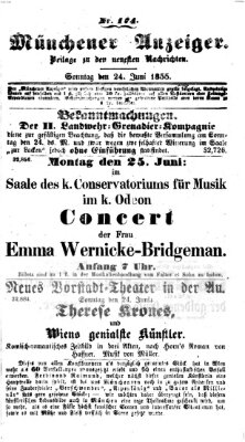 Neueste Nachrichten aus dem Gebiete der Politik (Münchner neueste Nachrichten) Sonntag 24. Juni 1855