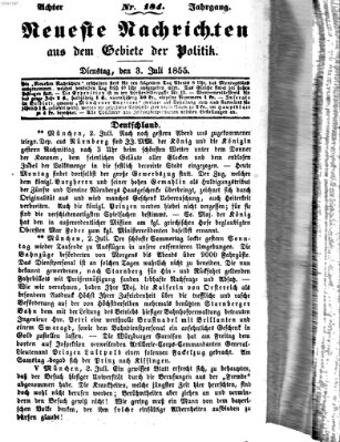 Neueste Nachrichten aus dem Gebiete der Politik (Münchner neueste Nachrichten) Dienstag 3. Juli 1855