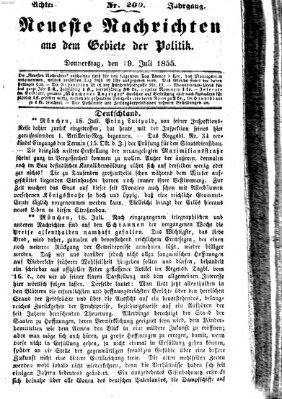 Neueste Nachrichten aus dem Gebiete der Politik (Münchner neueste Nachrichten) Donnerstag 19. Juli 1855