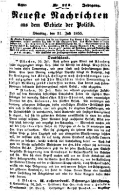 Neueste Nachrichten aus dem Gebiete der Politik (Münchner neueste Nachrichten) Dienstag 31. Juli 1855