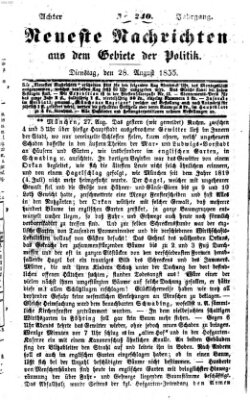 Neueste Nachrichten aus dem Gebiete der Politik (Münchner neueste Nachrichten) Dienstag 28. August 1855