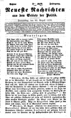 Neueste Nachrichten aus dem Gebiete der Politik (Münchner neueste Nachrichten) Donnerstag 30. August 1855