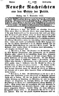 Neueste Nachrichten aus dem Gebiete der Politik (Münchner neueste Nachrichten) Freitag 7. September 1855