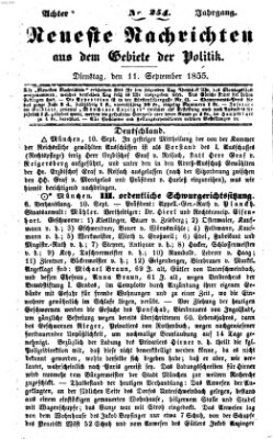 Neueste Nachrichten aus dem Gebiete der Politik (Münchner neueste Nachrichten) Dienstag 11. September 1855