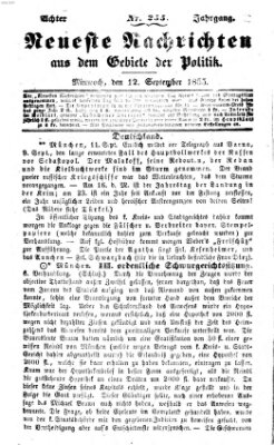 Neueste Nachrichten aus dem Gebiete der Politik (Münchner neueste Nachrichten) Mittwoch 12. September 1855