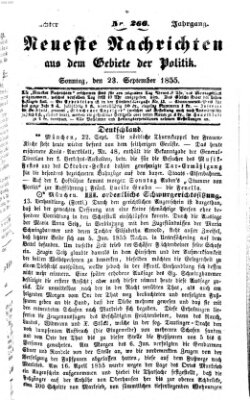 Neueste Nachrichten aus dem Gebiete der Politik (Münchner neueste Nachrichten) Sonntag 23. September 1855