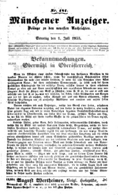 Neueste Nachrichten aus dem Gebiete der Politik (Münchner neueste Nachrichten) Sonntag 1. Juli 1855