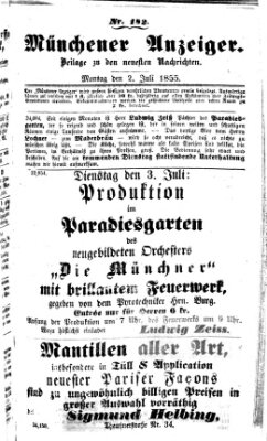 Neueste Nachrichten aus dem Gebiete der Politik (Münchner neueste Nachrichten) Montag 2. Juli 1855