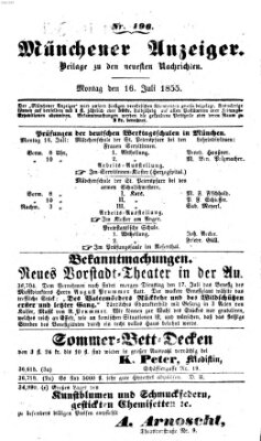 Neueste Nachrichten aus dem Gebiete der Politik (Münchner neueste Nachrichten) Montag 16. Juli 1855