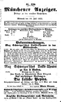 Neueste Nachrichten aus dem Gebiete der Politik (Münchner neueste Nachrichten) Mittwoch 18. Juli 1855