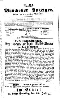 Neueste Nachrichten aus dem Gebiete der Politik (Münchner neueste Nachrichten) Dienstag 24. Juli 1855