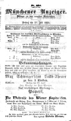 Neueste Nachrichten aus dem Gebiete der Politik (Münchner neueste Nachrichten) Freitag 27. Juli 1855