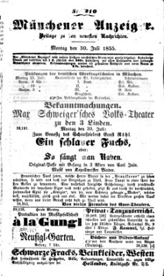 Neueste Nachrichten aus dem Gebiete der Politik (Münchner neueste Nachrichten) Montag 30. Juli 1855