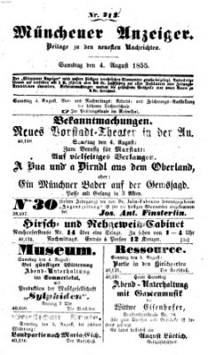 Neueste Nachrichten aus dem Gebiete der Politik (Münchner neueste Nachrichten) Samstag 4. August 1855