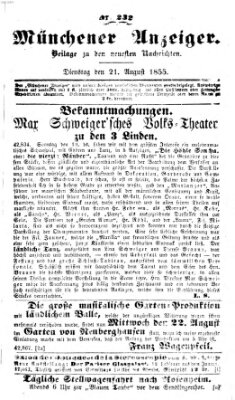 Neueste Nachrichten aus dem Gebiete der Politik (Münchner neueste Nachrichten) Dienstag 21. August 1855