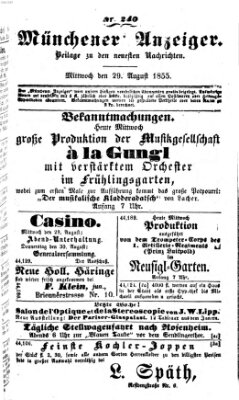 Neueste Nachrichten aus dem Gebiete der Politik (Münchner neueste Nachrichten) Mittwoch 29. August 1855