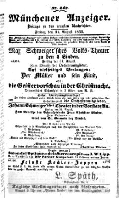 Neueste Nachrichten aus dem Gebiete der Politik (Münchner neueste Nachrichten) Freitag 31. August 1855