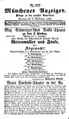 Neueste Nachrichten aus dem Gebiete der Politik (Münchner neueste Nachrichten) Sonntag 2. September 1855