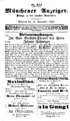 Neueste Nachrichten aus dem Gebiete der Politik (Münchner neueste Nachrichten) Mittwoch 12. September 1855