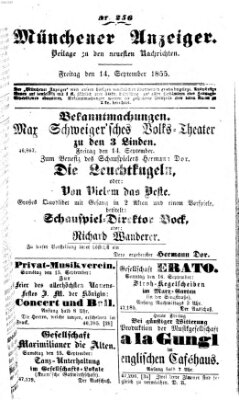 Neueste Nachrichten aus dem Gebiete der Politik (Münchner neueste Nachrichten) Freitag 14. September 1855