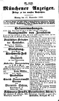 Neueste Nachrichten aus dem Gebiete der Politik (Münchner neueste Nachrichten) Montag 17. September 1855