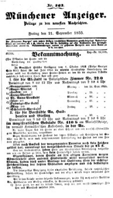 Neueste Nachrichten aus dem Gebiete der Politik (Münchner neueste Nachrichten) Freitag 21. September 1855