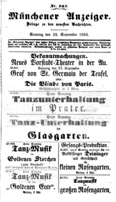 Neueste Nachrichten aus dem Gebiete der Politik (Münchner neueste Nachrichten) Sonntag 23. September 1855