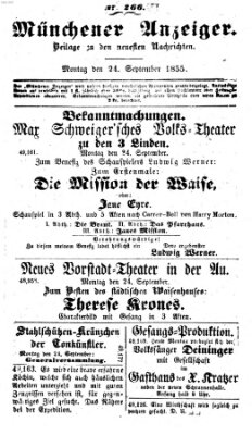 Neueste Nachrichten aus dem Gebiete der Politik (Münchner neueste Nachrichten) Montag 24. September 1855