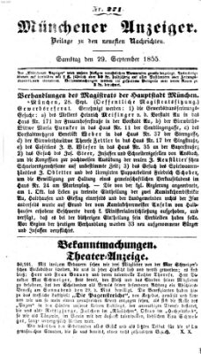 Neueste Nachrichten aus dem Gebiete der Politik (Münchner neueste Nachrichten) Samstag 29. September 1855