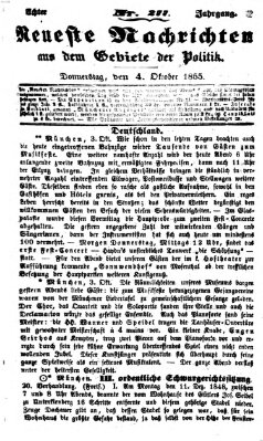 Neueste Nachrichten aus dem Gebiete der Politik (Münchner neueste Nachrichten) Donnerstag 4. Oktober 1855